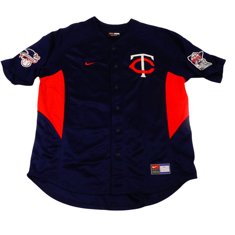 Nike Team MLB Minnesota Twins Blue Jersey Patched American League Santana #57 XL